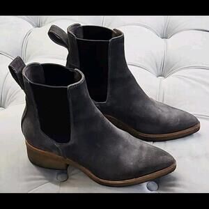 Dries Van Noten Gray Suede Pointed Toe Platform Ankle Booties Womens Shoes 36.5